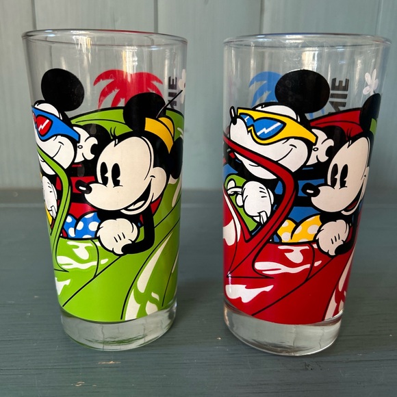Vintage Mickey & Minnie Mouse Driving a Convertible Glasses | Set of 2 - Picture 1 of 8
